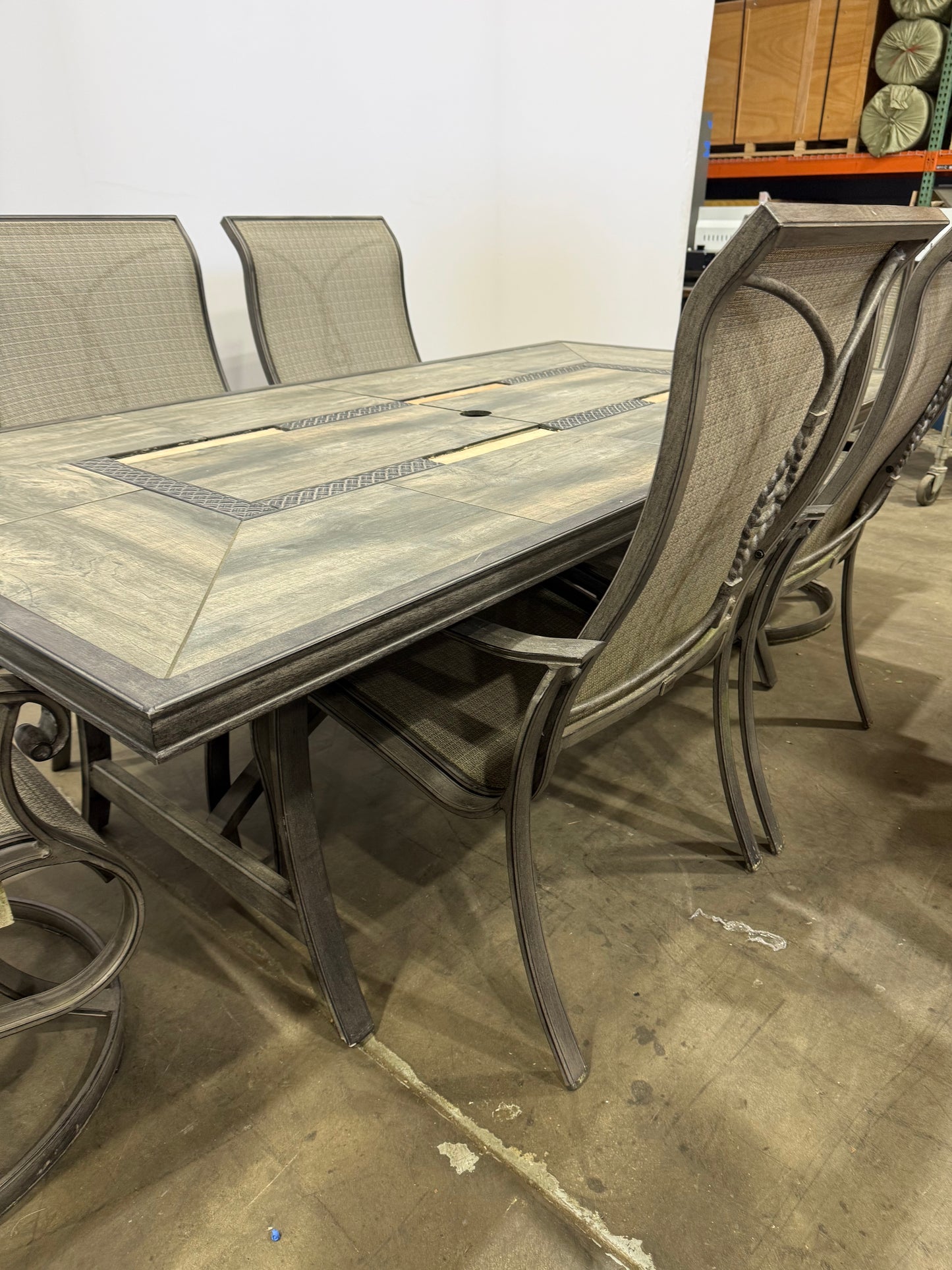Agio Campbell 7-Piece Sling Patio Dining Set | Missing Tile Pieces