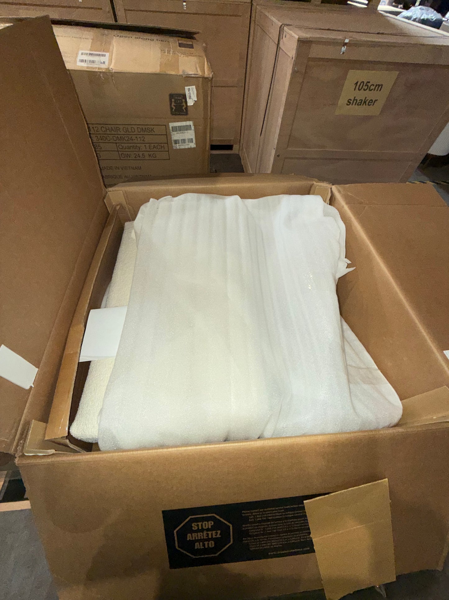 Henredon Wynn Fabric Swivel Chair with Wood Arms | New in Box