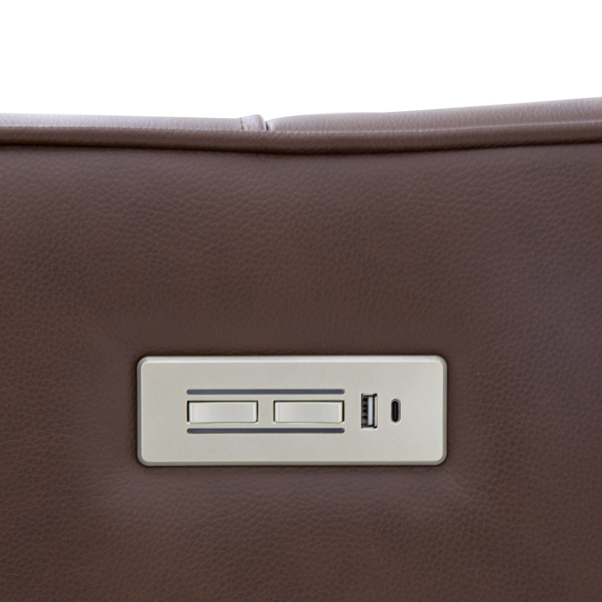 Weslin recliner side control panel with power recline and headrest buttons plus USB-A and USB-C charging ports