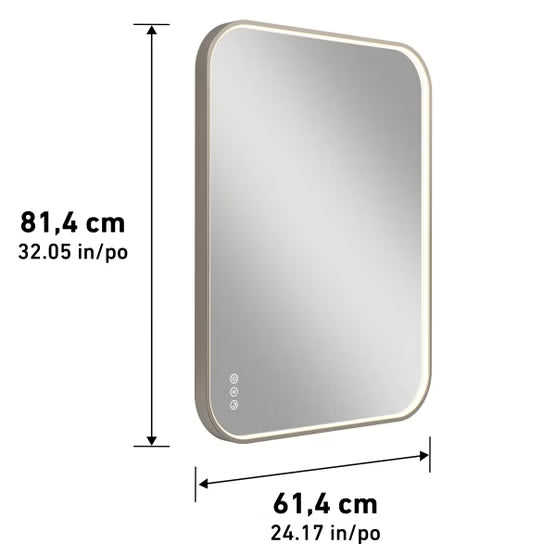 Rectangular mirror with dimensions labeled on a white background