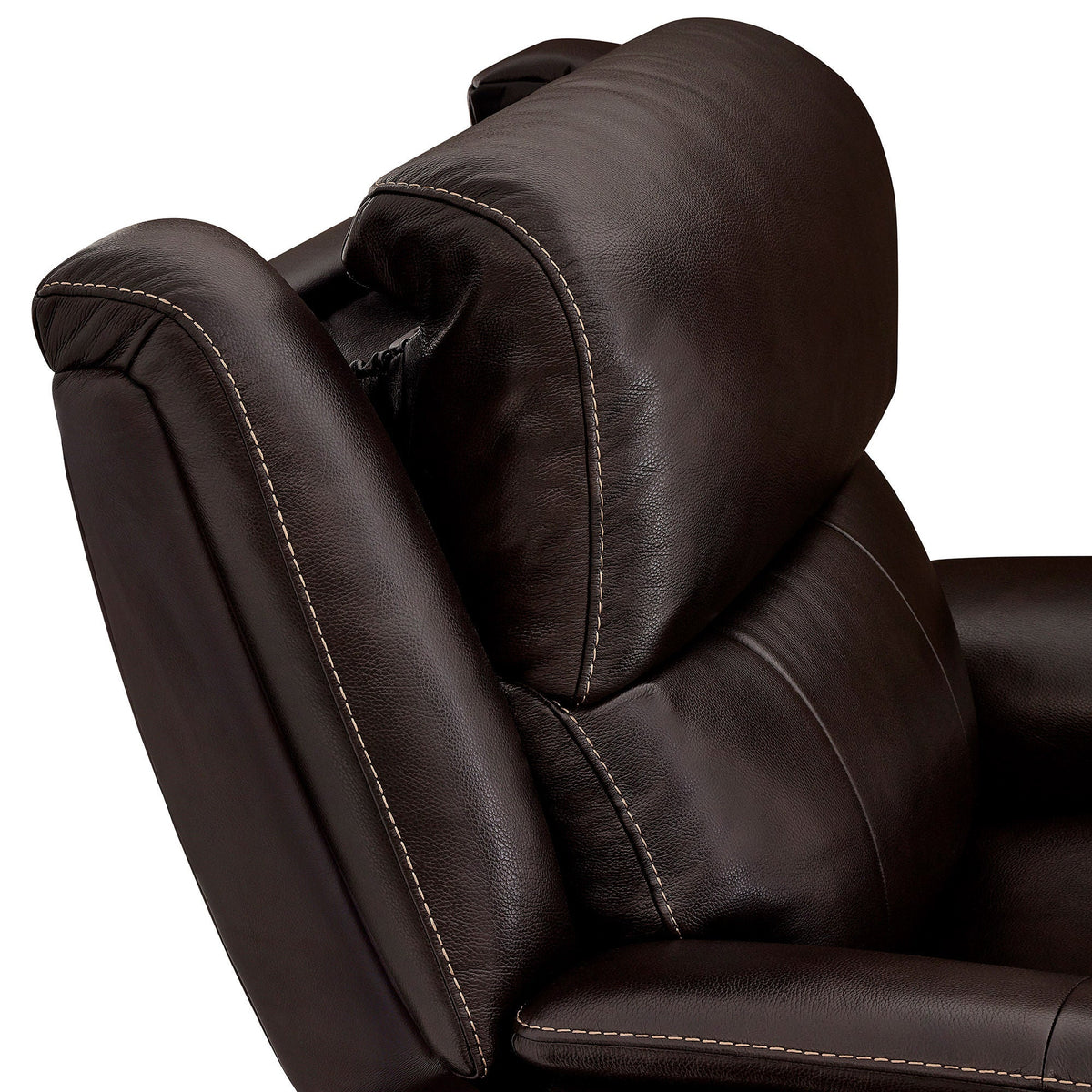 Barcalounger Bryson Power Recliner headrest and stitching detail closeup