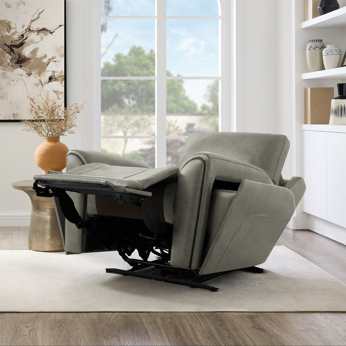 Barcalounger Hollis recliner fully reclined in zero gravity position with footrest extended, side view