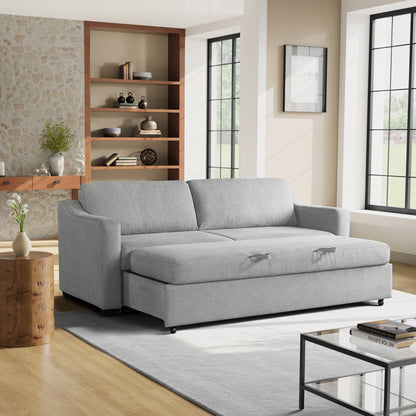 Coddle Aspen Convertible Sleeper Sofa pulled out as bed in living room setting