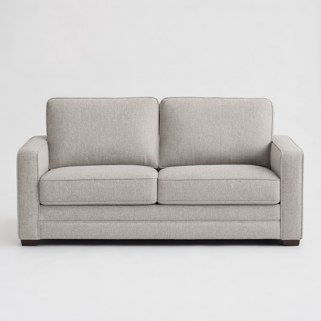 East and Vine Rosie fabric sleeper sofa, front studio shot