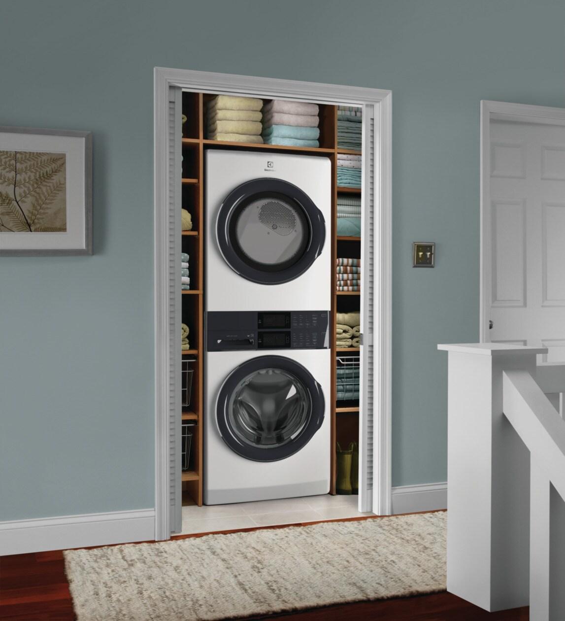 Electrolux/Frigidaire ELTE7300AW Laundry Tower white installed in a closet laundry space