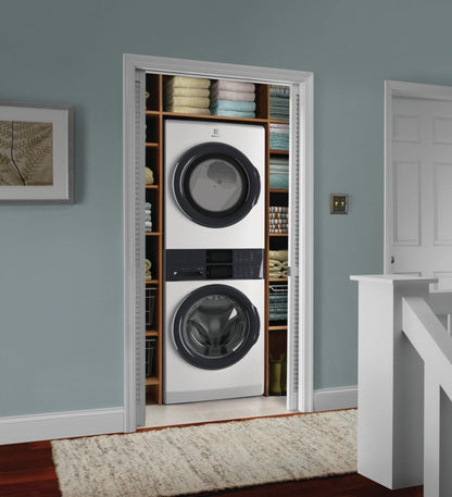 Electrolux/Frigidaire ELTE7300AW Laundry Tower white installed in a closet laundry space