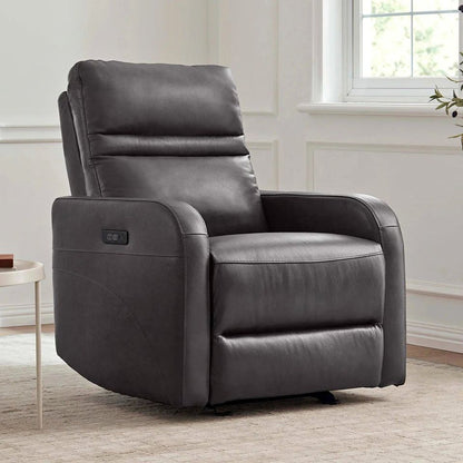Gilman Creek Aldryn Leather Power Recliner in Dark Gray, angled view