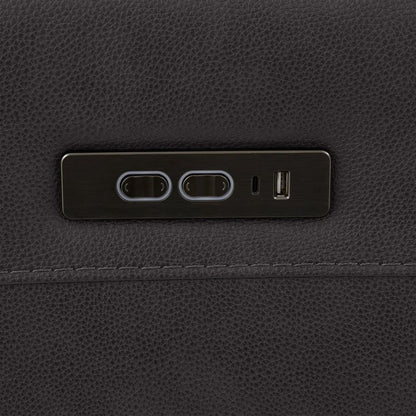 Gilman Creek Aldryn Leather Power Recliner control switch with USB-A and USB-C ports, close-up