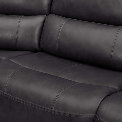 Close-up of the genuine top-grain leather upholstery texture and stitching