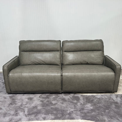 Henredon Keira Leather Power Reclining Sofa in Gray, front view