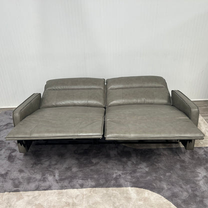 Henredon Keira Leather Power Reclining Sofa fully reclined, front view