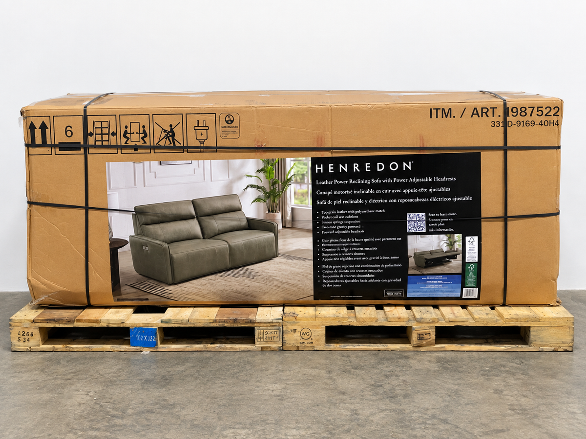 Henredon Keira Leather Power Reclining Sofa with Power Headrests