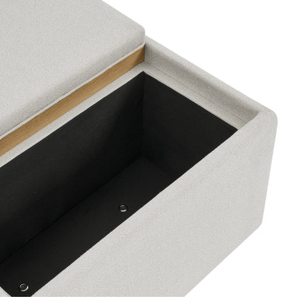 Henredon Sona Fabric Storage Ottoman storage compartment closeup
