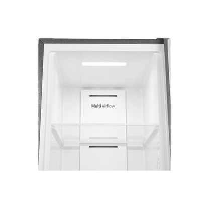 Hisense HFU101N1AVE upright freezer interior shelf detail with Multi Airflow