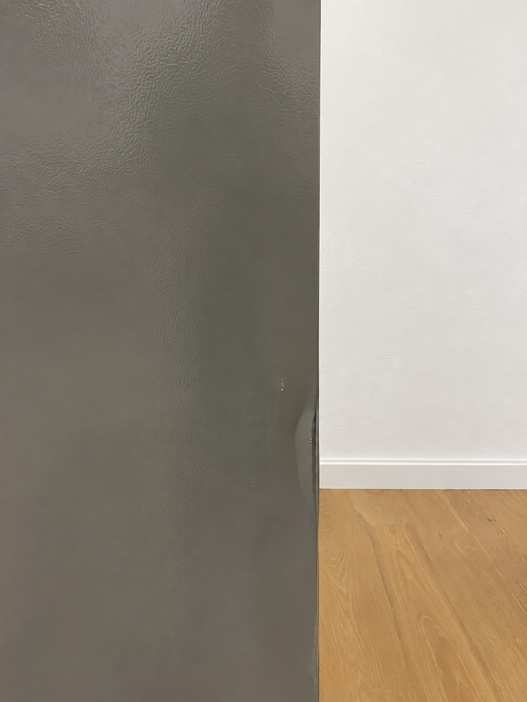 Close-up of the actual unit's door seam and side panel
