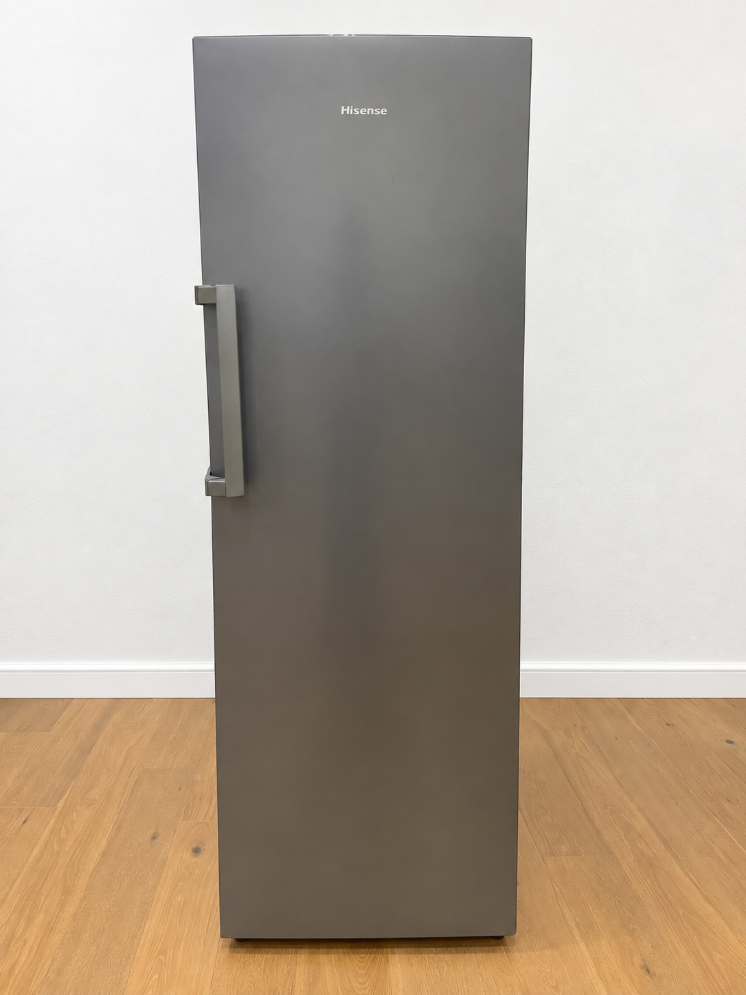 Actual unit for sale, front view, closed door, Hisense logo visible