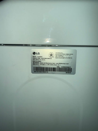 LG DLG7001W 7.3 cu ft Gas Dryer