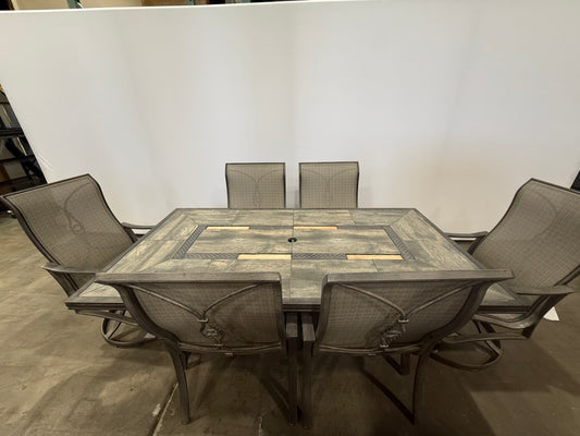 Agio Campbell 7-Piece Sling Patio Dining Set | Missing Tile Pieces