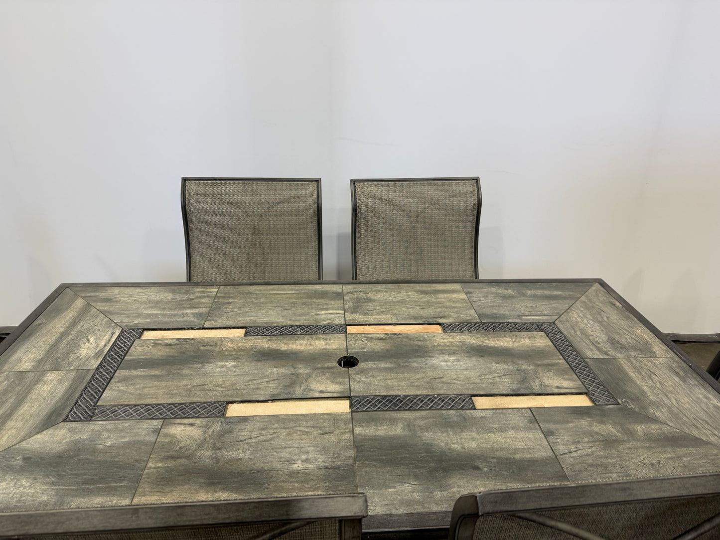 Agio Campbell 7-Piece Sling Patio Dining Set | Missing Tile Pieces