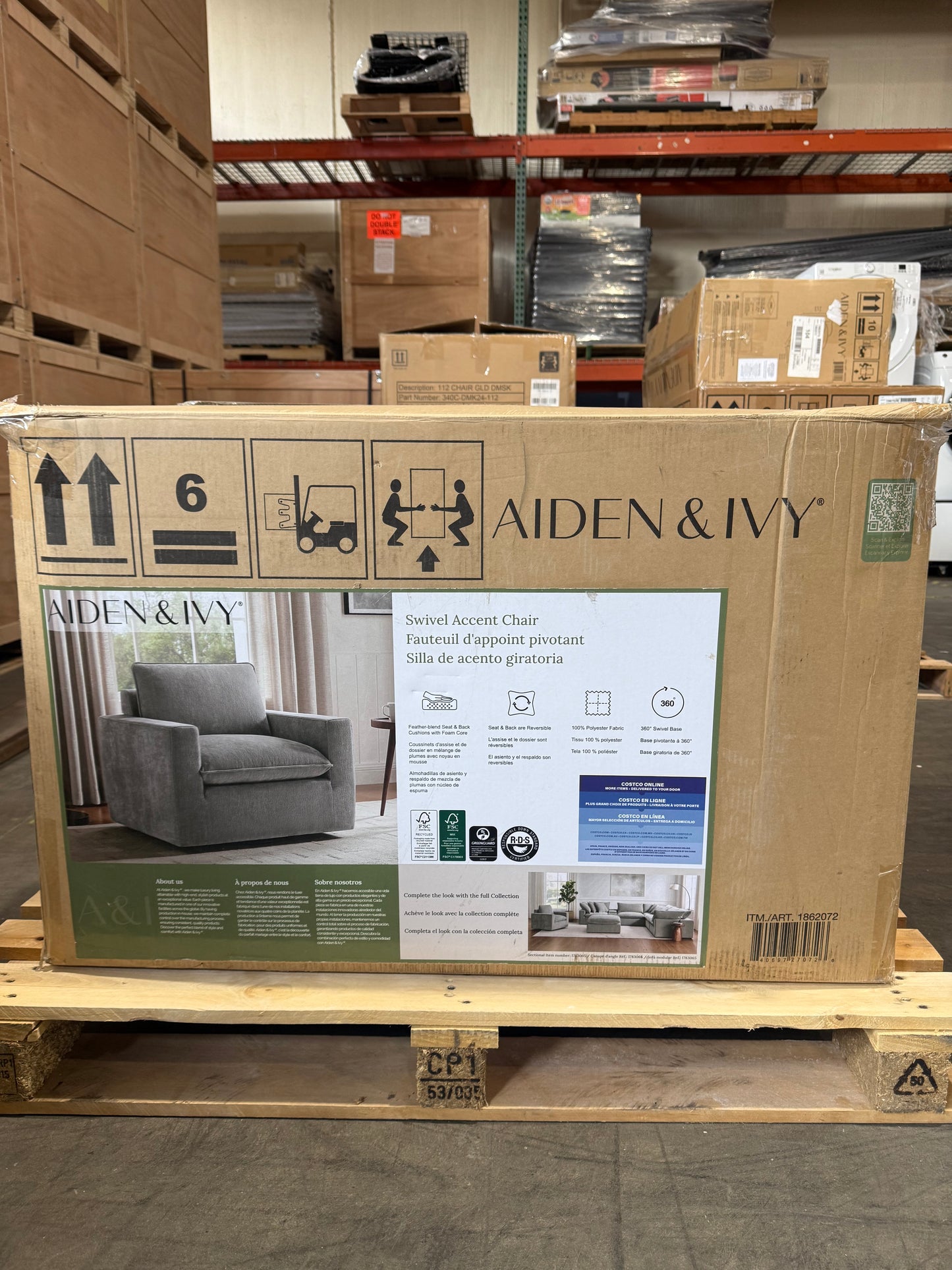 Aiden & Ivy Sereen Fabric Swivel Accent Chair | New in Box