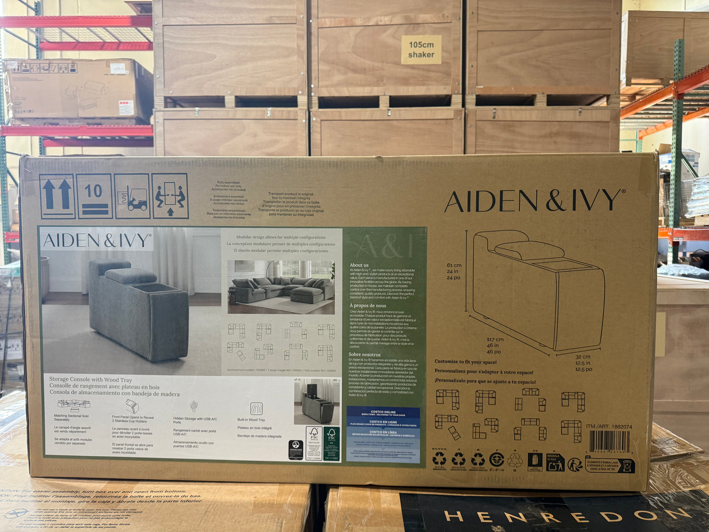 Aiden & Ivy Sereen Storage Console with Wood Tray | New in Box