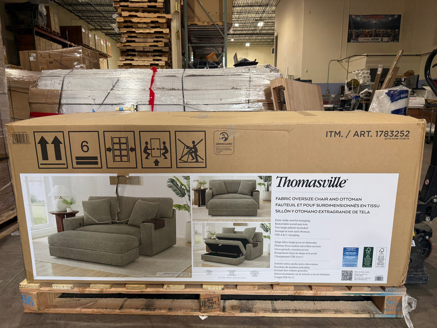 Thomasville Gilroy Oversized Storage Chair & Ottoman | New in Box