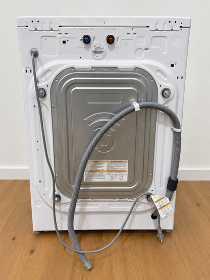 Back panel of the actual unit showing hot/cold water connections and power cord