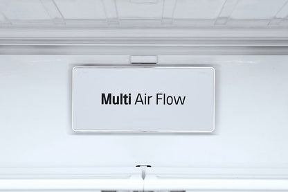Close-up of the Multi Air Flow vent label inside the refrigerator interior