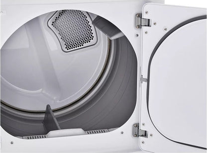 Close-up of the dryer door open showing the empty drum interior