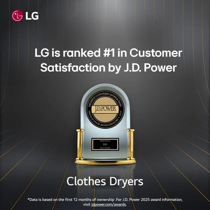 LG front load dryer chart comparing DLGX5801, DLGX6501, and DLGX6701 models, confirming the 7.4 cu ft capacity and LCD display