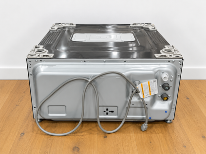 LG WD300CB SideKick rear panel showing water supply hoses and power cord