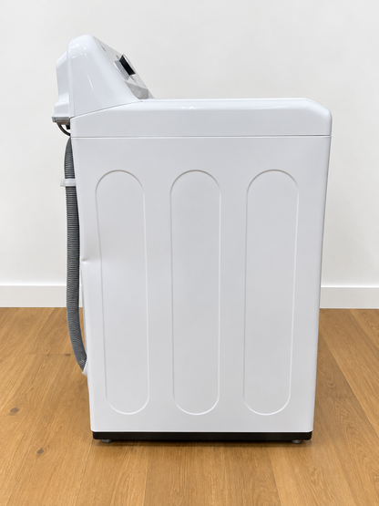 LG WT7005CW side panel view showing water supply hoses