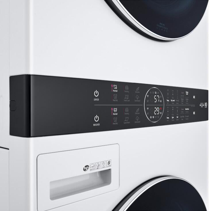 LG WKEX200HWA WashTower Center Control panel angled closeup