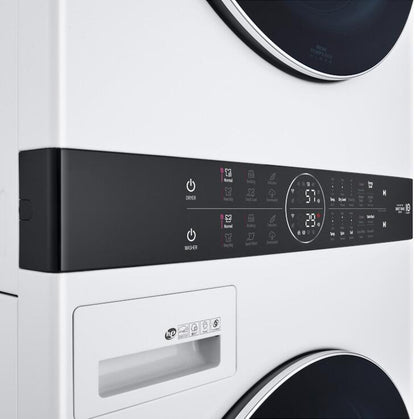 LG WKEX200HWA WashTower Center Control panel angled closeup