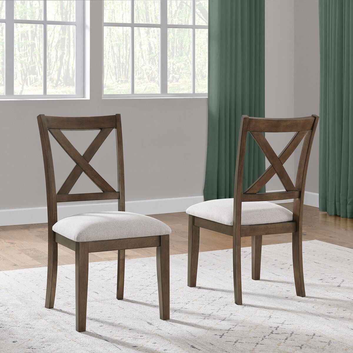 Lathan Upholstered Dining Chairs, pair in dining room setting