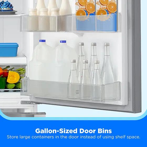 Midea MRB19B7AST manufacturer stock photo, gallon-sized door bin closeup