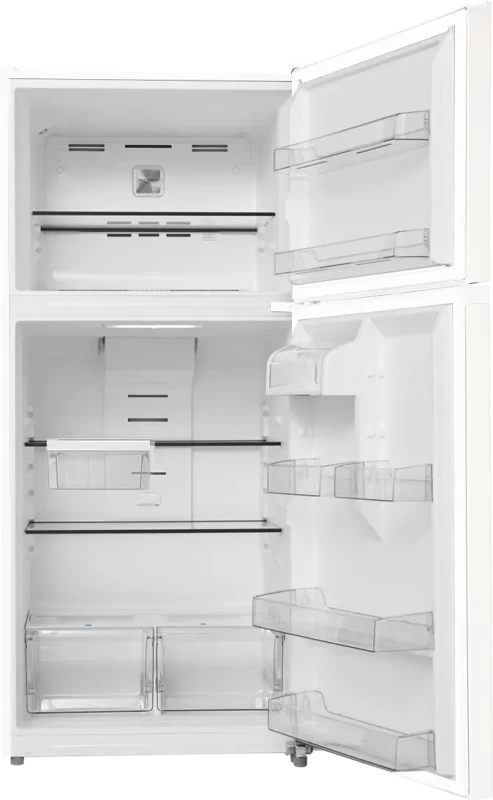 Midea MRT21D3BWW interior shelving with both doors open