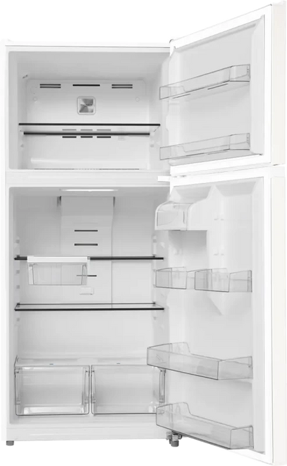 Midea MRT21D3BWW interior shelving with both doors open