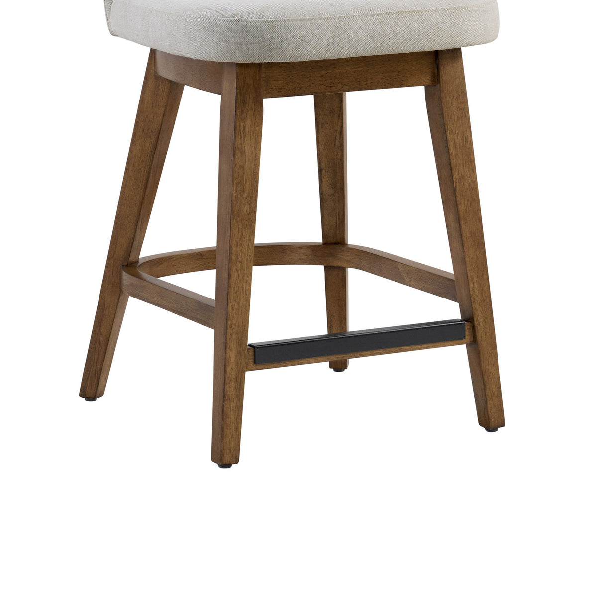 Ophelia counter stool rubberwood base with curved stretcher and metal-capped footrest