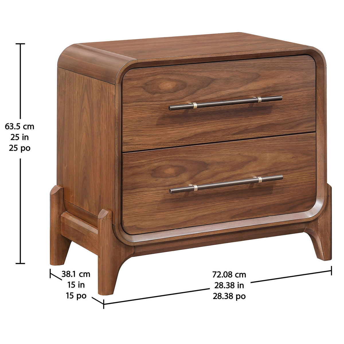Rockford 2-Drawer Nightstand dimension diagram