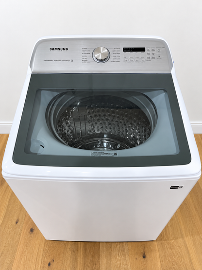 Actual unit with lid open showing the empty tub and control panel