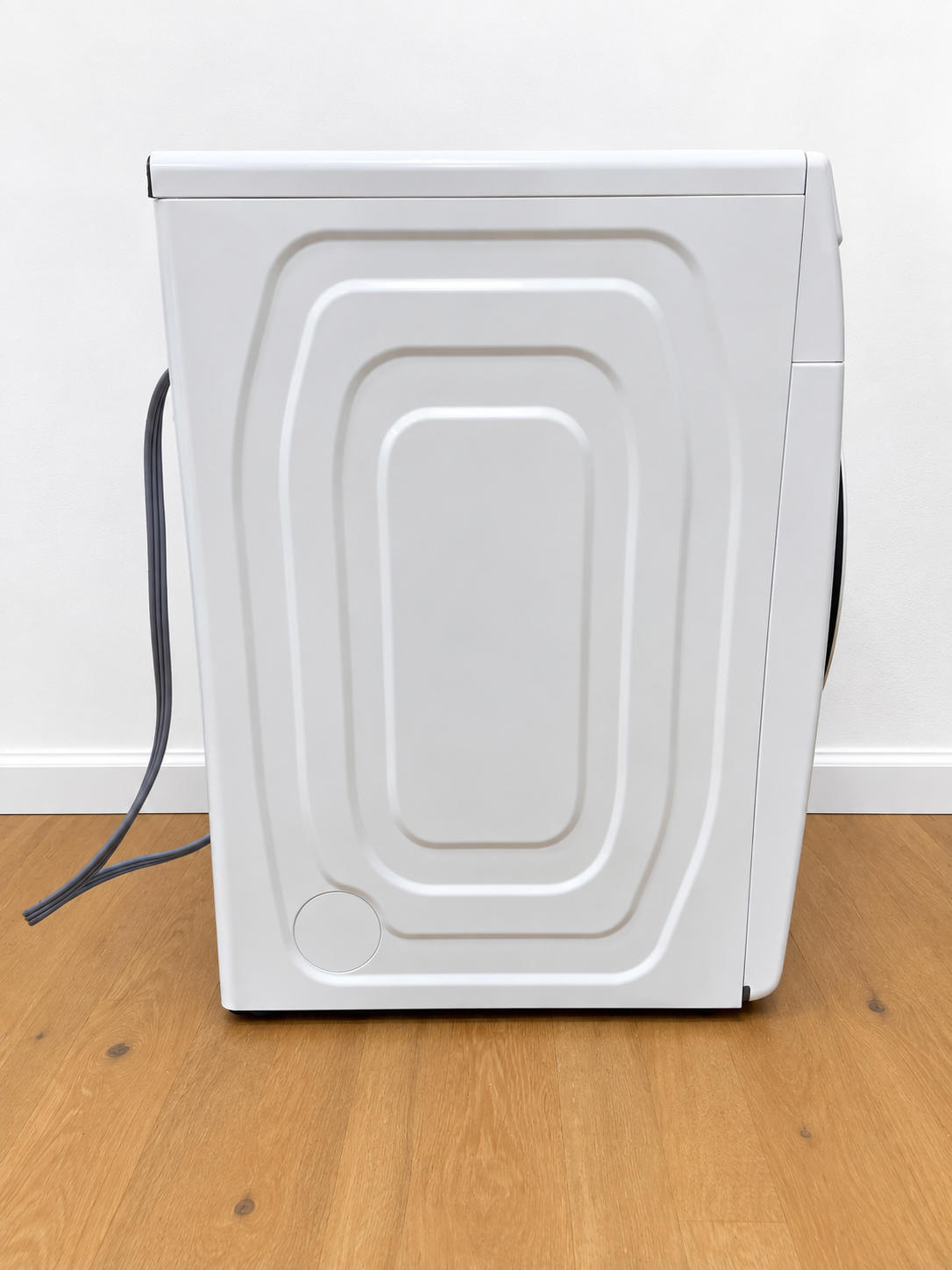 Samsung DVE45T6000W dryer opposite side panel view with power cord