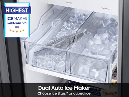 Close-up of the Dual Auto Ice Maker showing Ice Bites and cubed ice options