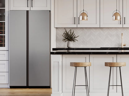 Samsung Bespoke Side-by-Side Refrigerator installed in a modern white kitchen