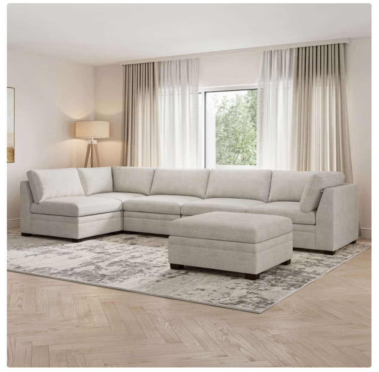 NEW Thomasville Tisdale Modular Sectional 6-piece Taupe with Storage Ottoman