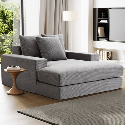 Sealy Calin Upholstered Foam Lounger in Gray, lifestyle view