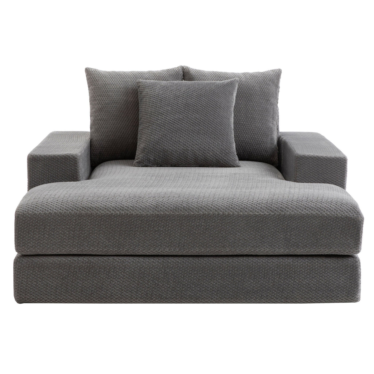Sealy Calin Upholstered Foam Lounger in Gray, front view