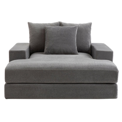 Sealy Calin Upholstered Foam Lounger in Gray, front view