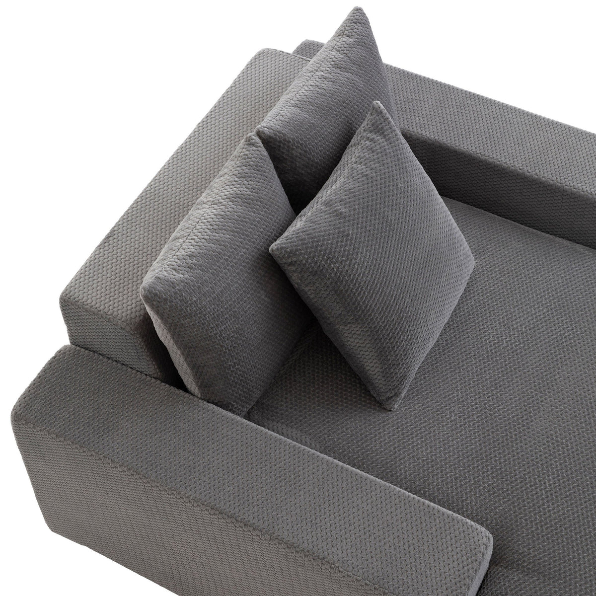 Sealy Calin Upholstered Foam Lounger fabric texture and pillow closeup