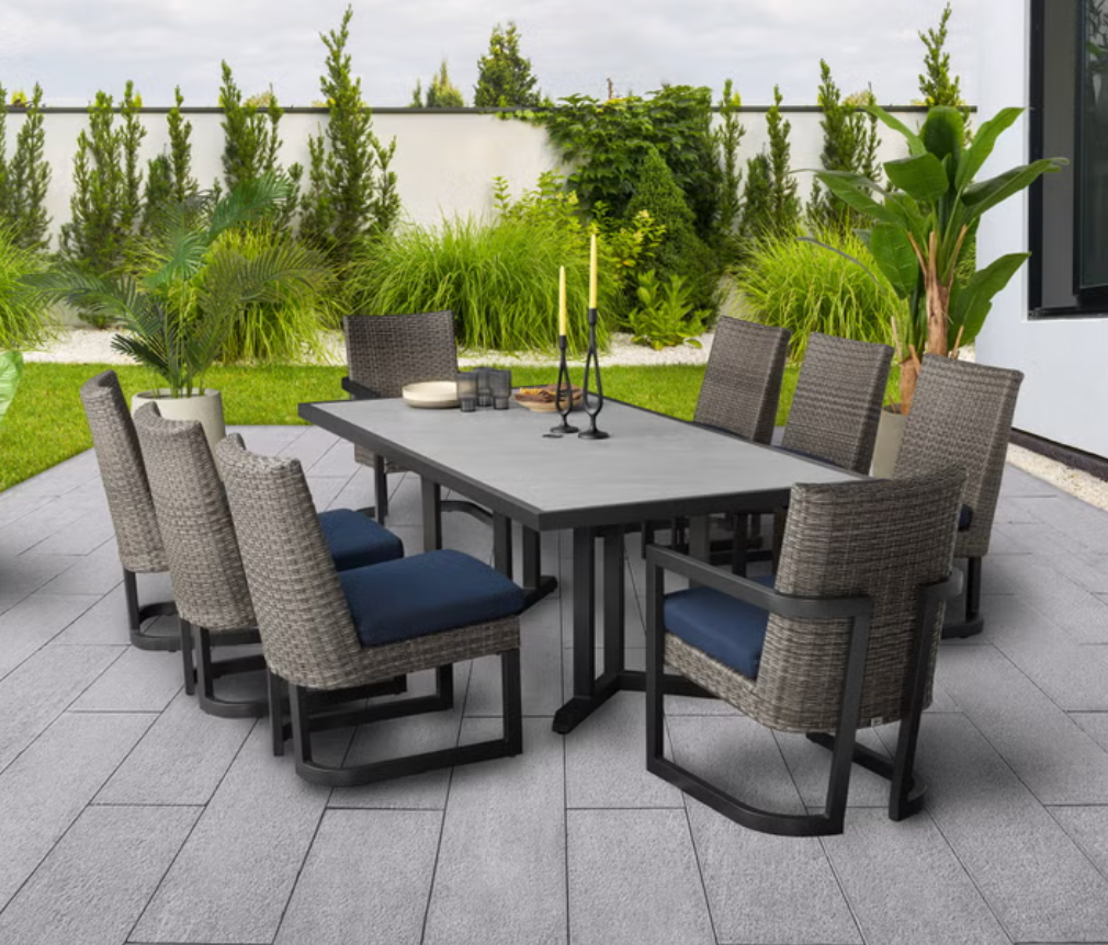 Agio Luna Woven Dining Chairs (8), No Table